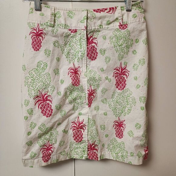 Bahama Hand Print Womens Skirt Sz 6 Pineapple Print Skirt in Cream and Green - Picture 1 of 7